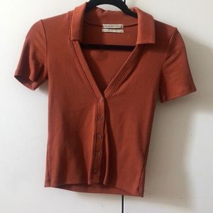 Vintage looking collared v neck